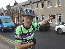 Dominic points out the Youth Hostel at Ullapool